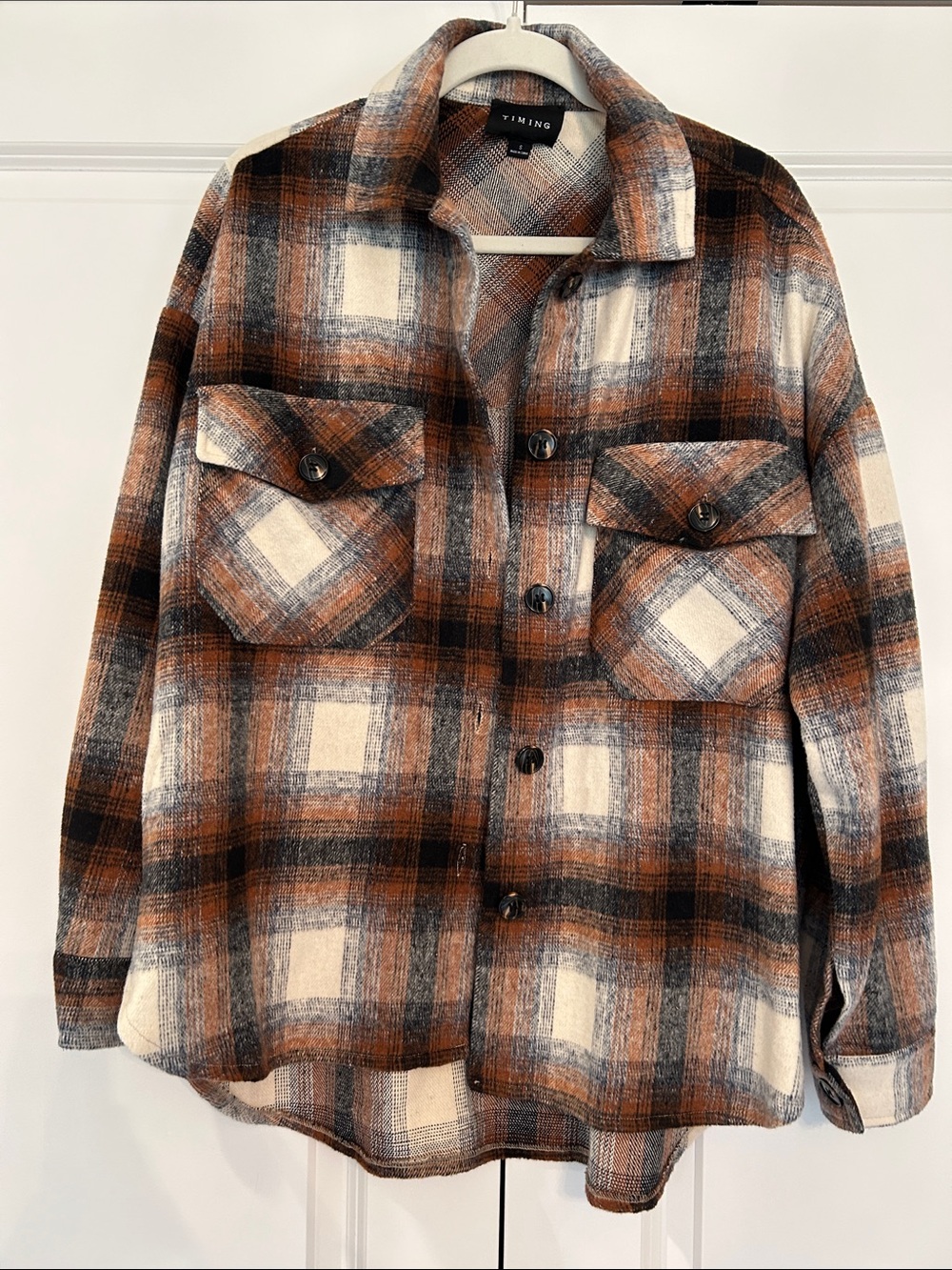 Timing Oversized Plaid Shacket - Picture 4 of 6